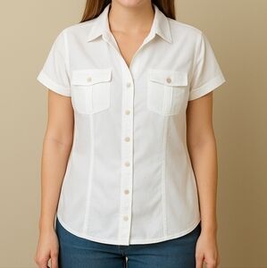 Cato White Soft Button Down Blouse Womens Sz 18/20